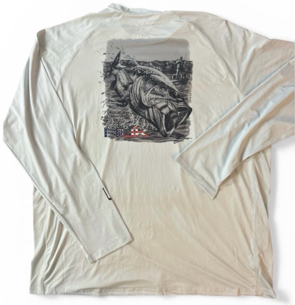 HUK Performance Fishing Long Sleeve Shirt, White, Angler Outdoors Men's Small